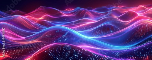 Futuristic multicolor big data wave shape with futuristic digital background for technology.
