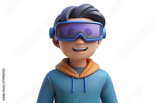 Person Wearing Virtual Reality Glasses, Generative AI © Fernando