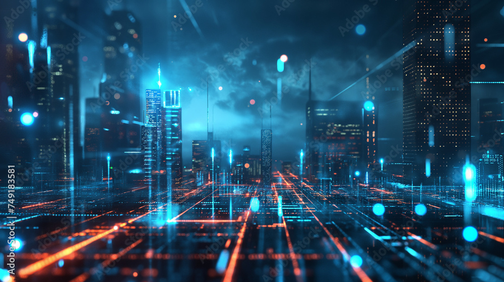 Fototapeta premium Explore digital transformation, big data, cloud computing, AI technology, and smart industry concepts.