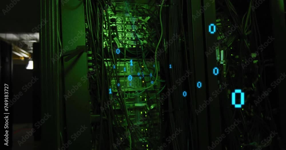Animation of data processing over server room