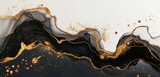 Black gold abstract background of marble liquid ink art texture painting on paper 