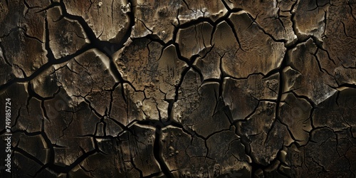 Close-up of cracked dry earth texture, representing drought and desertification.