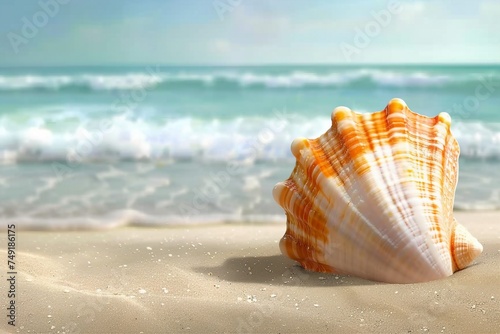 Shell on the beach. generative ai.