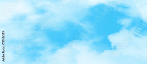 Blue sky with cloud .Beautiful blue sky with white clouds .bright cloud cover in the sun calm clear winter air background .gradient light white background.	