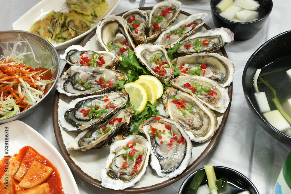 very fresh Korean oyster. korea food very fresh Korean oyster. korea food