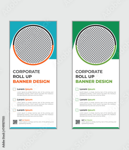 Roll up business template layout Creative vector rollup banner design template trendy gradient colors design vector bundle Modern creative corporate business roll up