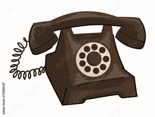 Vintage telephone with rotary system and numbers