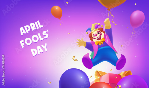 Vector hand painted April Fool's Day celebration banner horizontal template