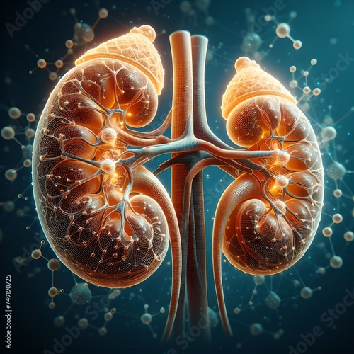 3d model of  anatmoy of human body, liver, lungs photo