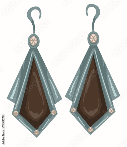 Earrings with geometric shape, vintage jewelry