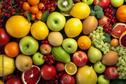 Fresh fruits assorted fruits colorful background.Vitamins natural nutrition concept.