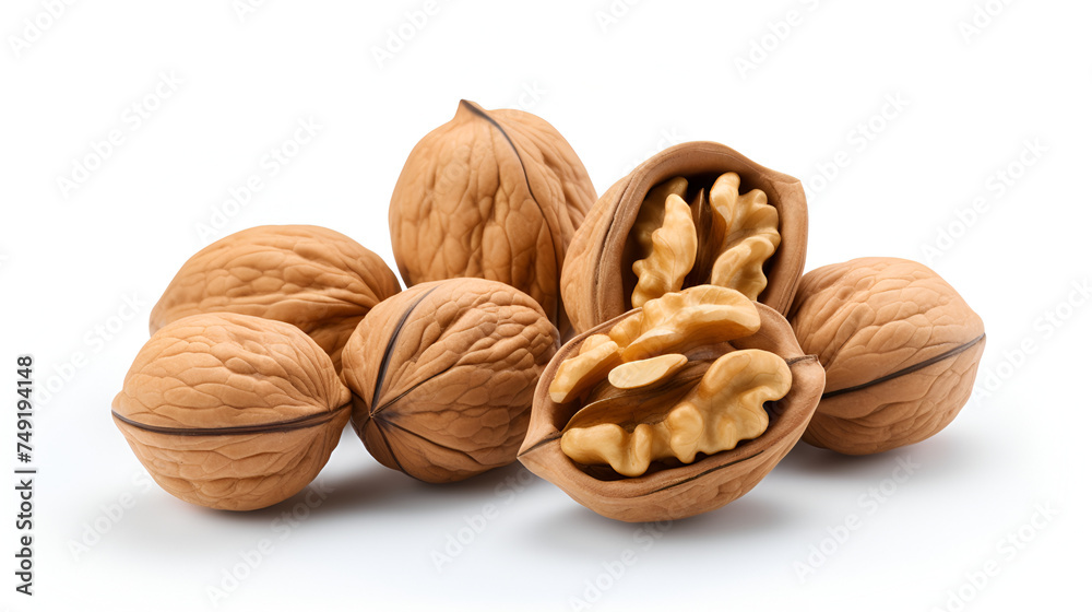 Walnuts on a white background. Close-up of walnuts,Fresh walnut with a shell isolated on white background
Walnuts on a white background. Close-up of walnuts,Fresh walnut with a shell isolated on white background