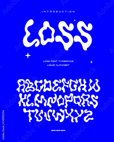 Liquid font typerface vector acid lettering decorative poster alphabet editable