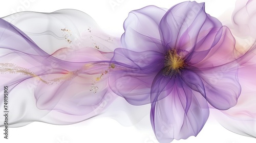 a close up of a flower on a white background with a blurry flower in the middle of the image. © Viktor