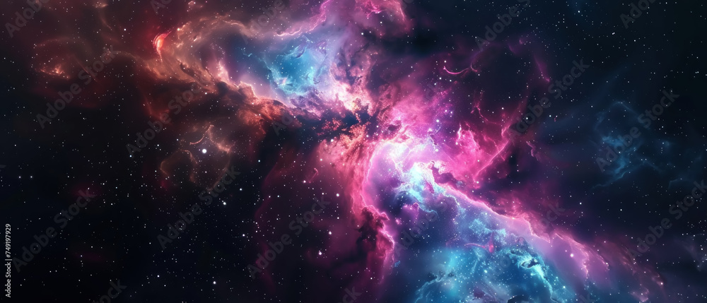 Cosmic Vibrance, Nebula core explosion in cyan and magenta, high-resolution space backdrop
