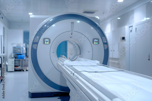 Advanced mri or ct scanner, medical diagnostic machine at hospital lab. Neural network generated image. Not based on any actual scene or pattern. photo