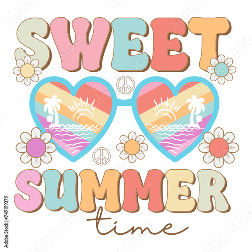 Retro Summer Quotes Design, Summer Quotes Groovy SVG Design, Quotes About Summer, Sunshine, Summer 2024