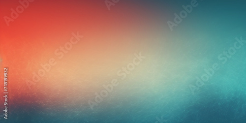Vibrant grainy gradient background orange white blue teal blurred noise texture , Abstract gradient background blue red green .