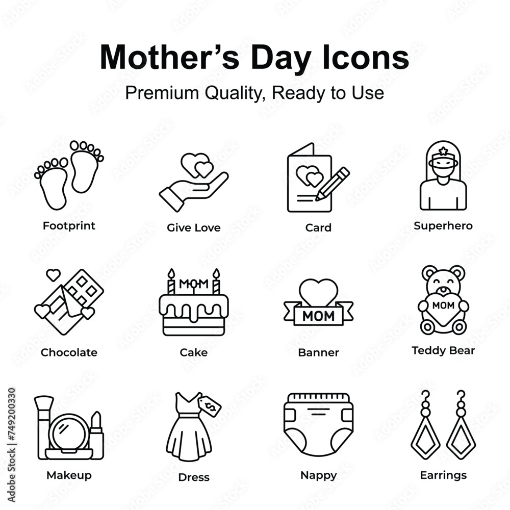 Pack of mothers day icons in editable style, ready for premium use Pack of mothers day icons in editable style, ready for premium use