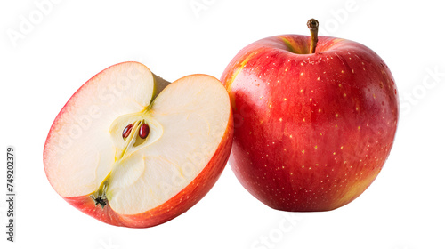 red, ripe apples on a transparent background. apples are a source of vitamins and iron, healthy food