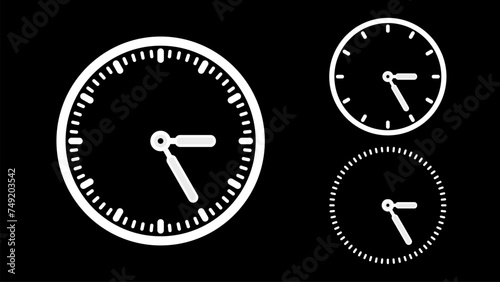 Free Download Clock icon, minimal style. White clock the black background - GFXLoad