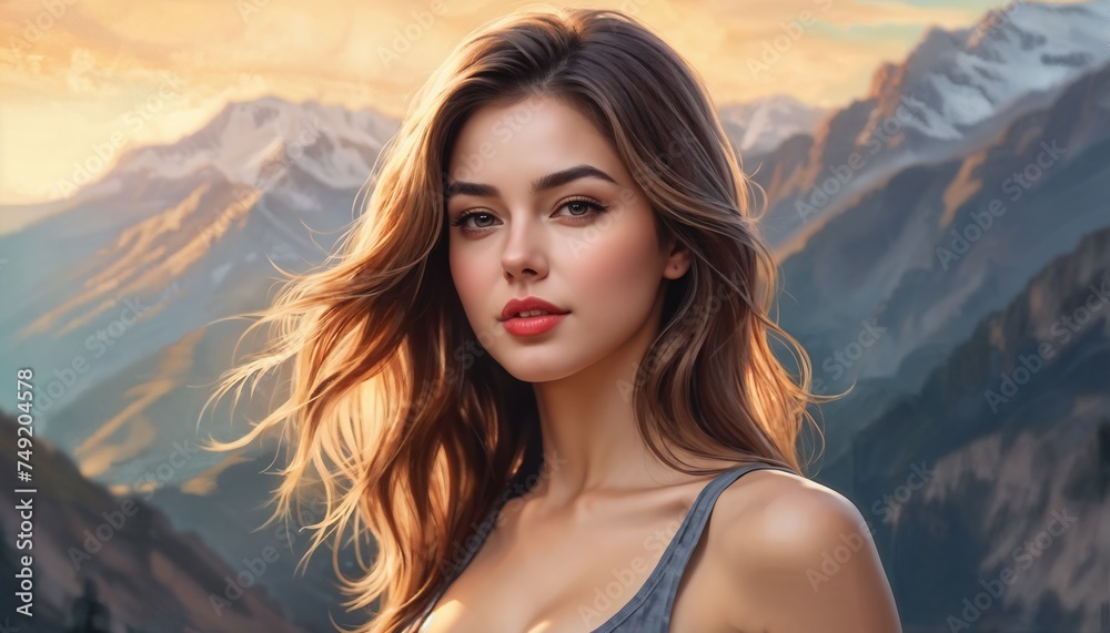 Close up portrait of beautiful young woman. Artwork Close up portrait of beautiful young woman. Artwork