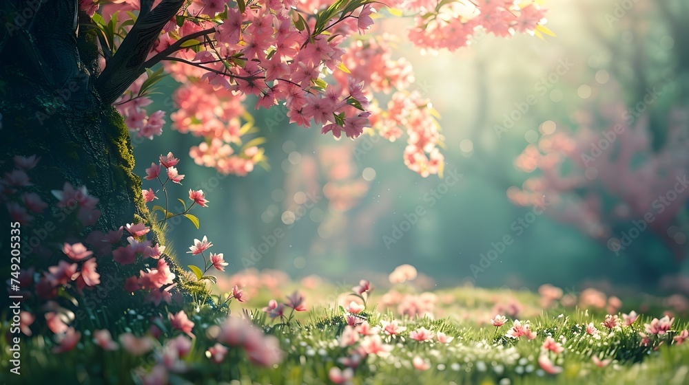 Rare Spring Nature Scene with Blooming Flowers and Lush Greenery
