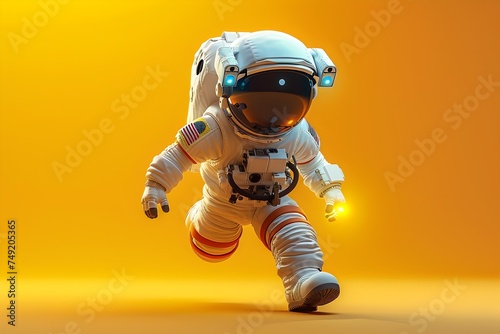 Running Astronaut in Space A 3D Illustration