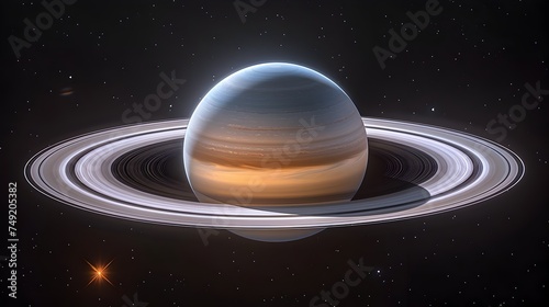 Saturn and Stars in Space with Rings
