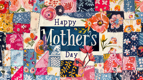 Retro Floral Fabric Patchwork Happy Mother's Day
