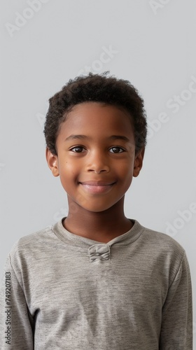Portrait of a cheerful young boy with a stylish haircut, ideal for child user persona.