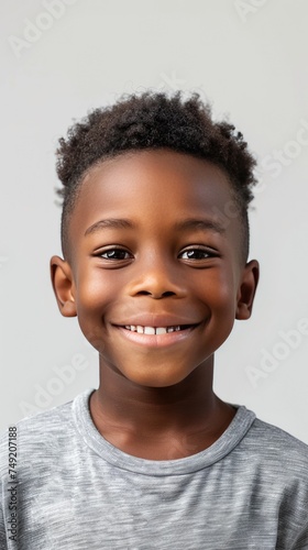 Portrait of a cheerful young boy with a stylish haircut, ideal for child user persona.