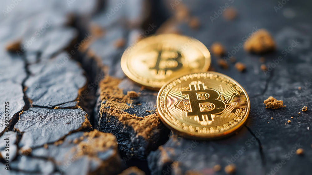 Bitcoin crypto currency - obrazy, fototapety, plakaty 