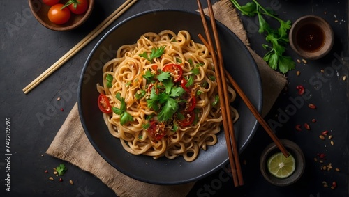 Top View of Delicious Noodles 