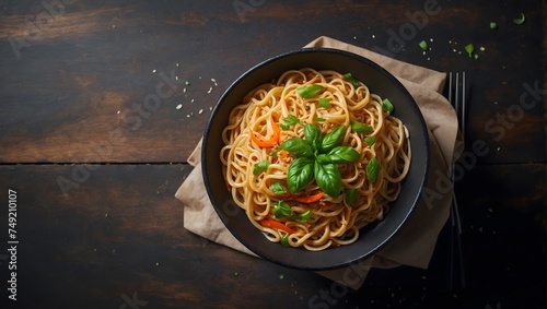 Top View of Delicious Noodles 