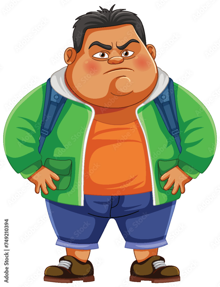 An illustrated displeased man with arms crossed. An illustrated displeased man with arms crossed.