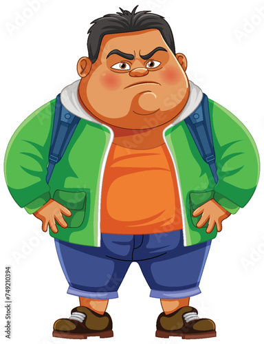 An illustrated displeased man with arms crossed.