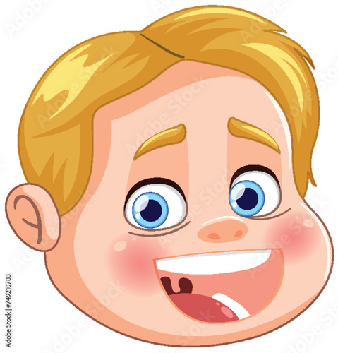 Vector illustration of a happy young boy smiling.