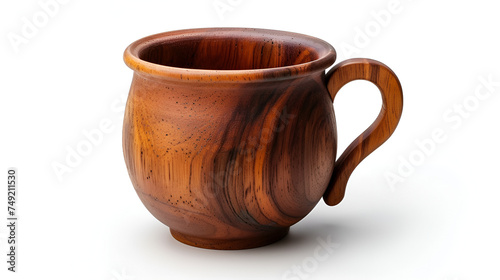 Empty wooden mug cup isolated on white background. generative ai 