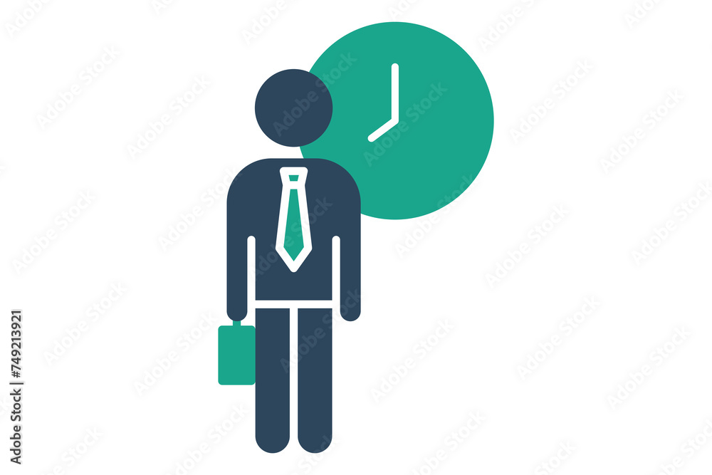 flexible work icon. people with clock. Ideal for showcasing flexible employment opportunities and modern work environments. solid icon style. element illustration flexible work icon. people with clock. Ideal for showcasing flexible employment opportunities and modern work environments. solid icon style. element illustration