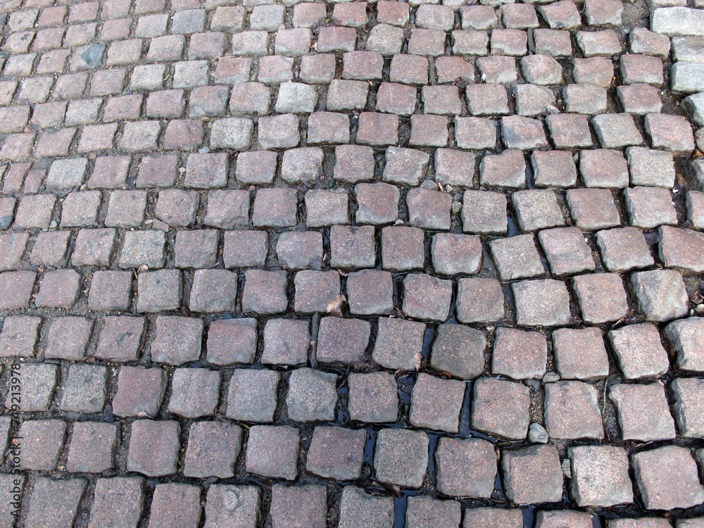 Granite cobbled pavement