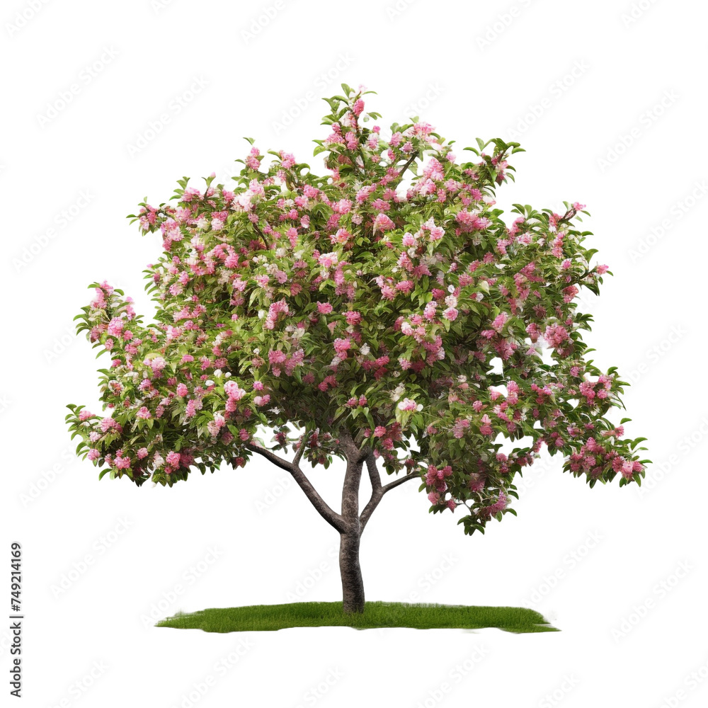 Spring flowers apple tree in bloom isolated on transparent background