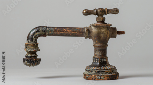 Old garden tap side view.