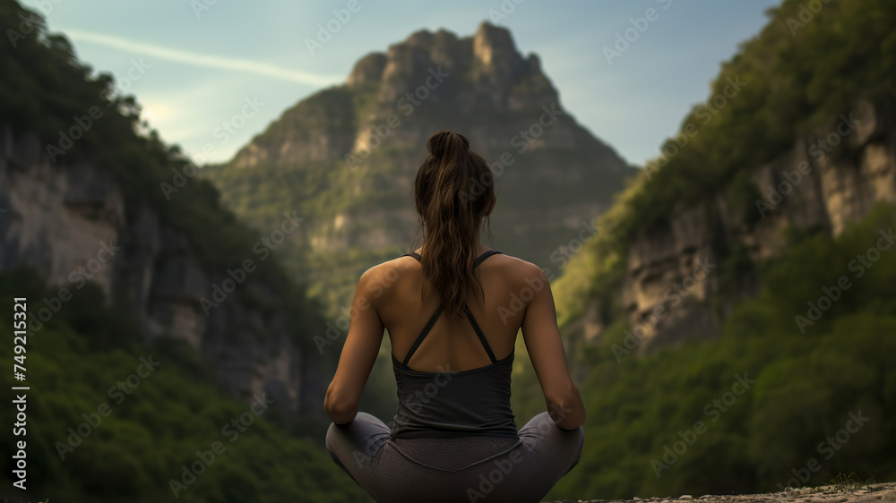pretty young woman doing yoga in the nature, yoga time in the naturre, woman relaxing in the nature, pretty woman doing yoga exercise