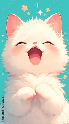 Cute Cat Portrait. Anime. 