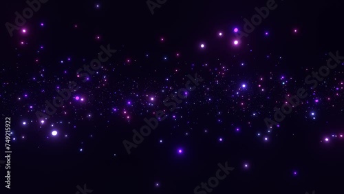 Infinite speed traveling forward through colorful stars in dark space.  Galaxy particles loop footage animation photo