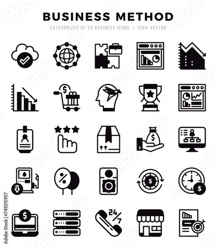 Business Method icons set. Vector illustration.