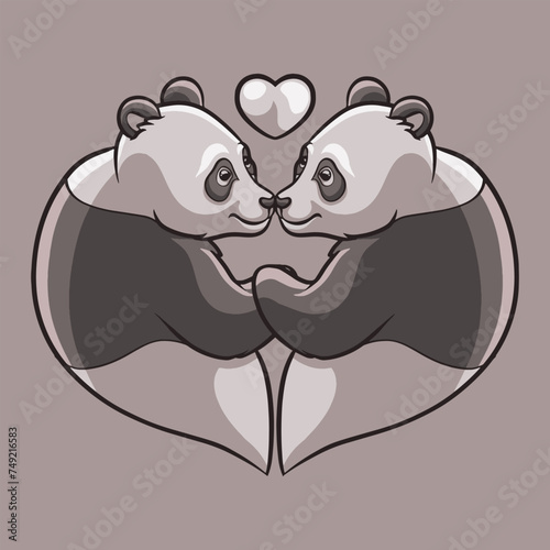 Panda Love mascot great illustration for your branding business