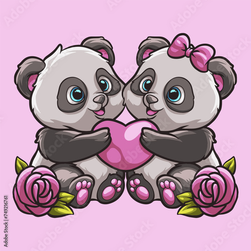 Panda Love mascot great illustration for your branding business