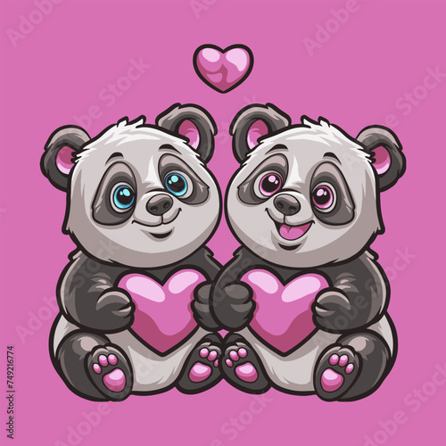 Panda Love mascot great illustration for your branding business